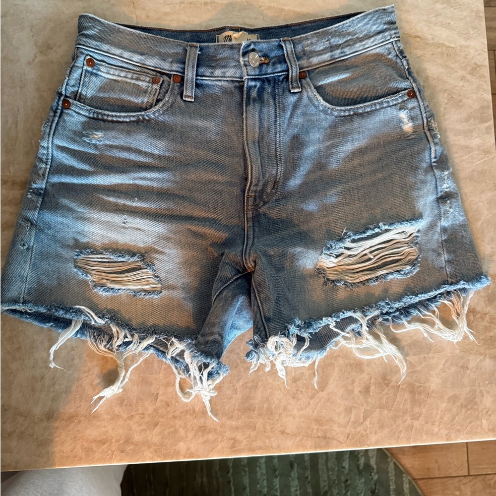 Distressed Blue Denim Shorts
